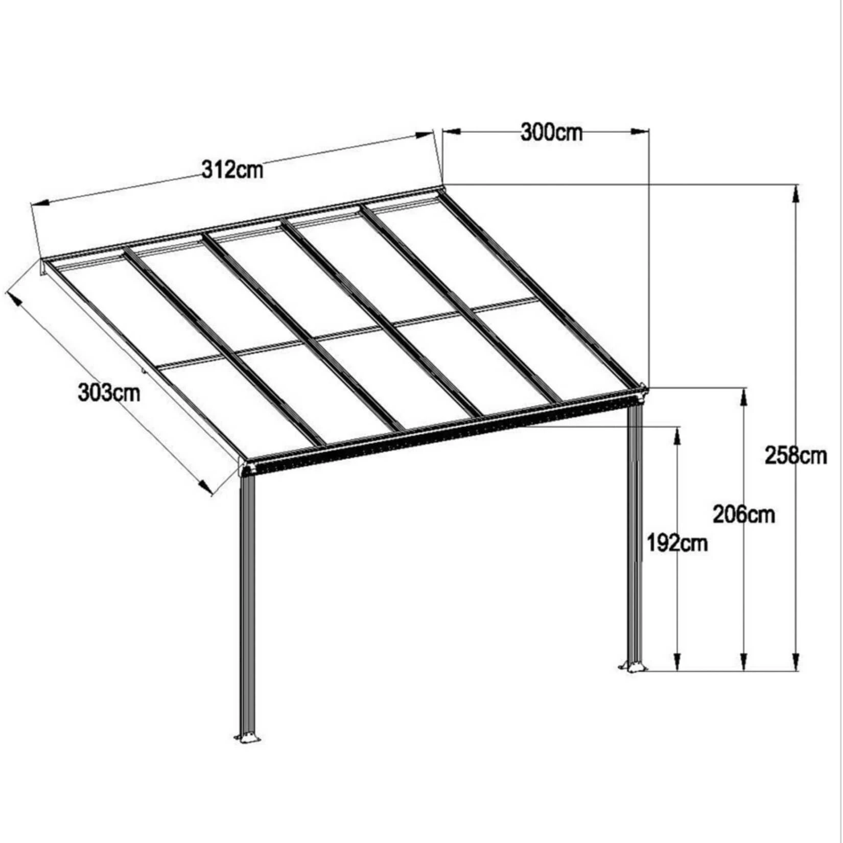 Home Deluxe 8396 Terrassenüberdachung Solis, 312 X 226/278 X 303 Cm – Bild 2