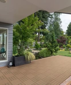 Home Deluxe WPC Bavaro Terrassenfliesen, 11 Stck., 30x30 Cm, 1m², Teak