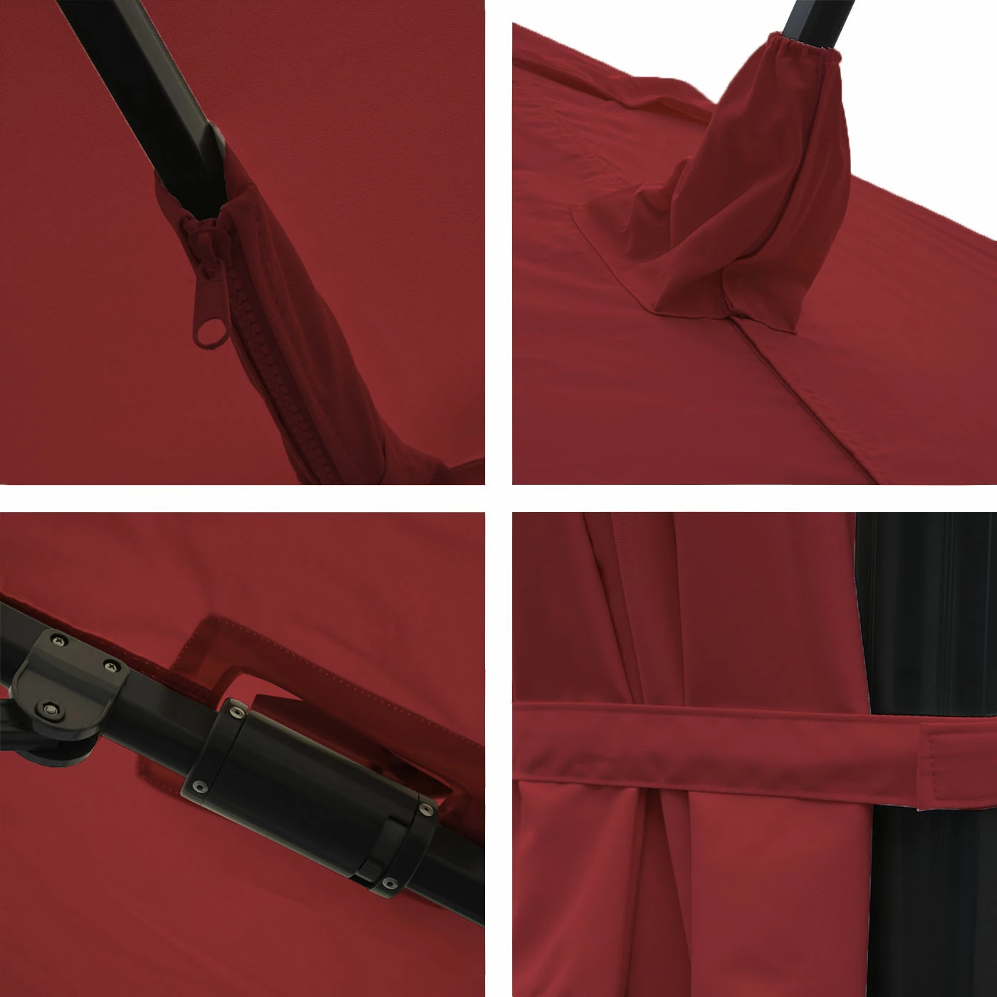 Gastronomie-Ampelschirm MCW-A39, 3x3m (Ø4,24m) Schwenkbar Drehbar, Polyester/Alu 31kg ~ Bordeaux Ohne Ständer – Bild 6