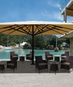 Gastronomie-Luxus-Sonnenschirm MCW-D20, XXL-Schirm Marktschirm, 5x5m (Ø7,2m) Polyester/Alu 75kg ~ Creme