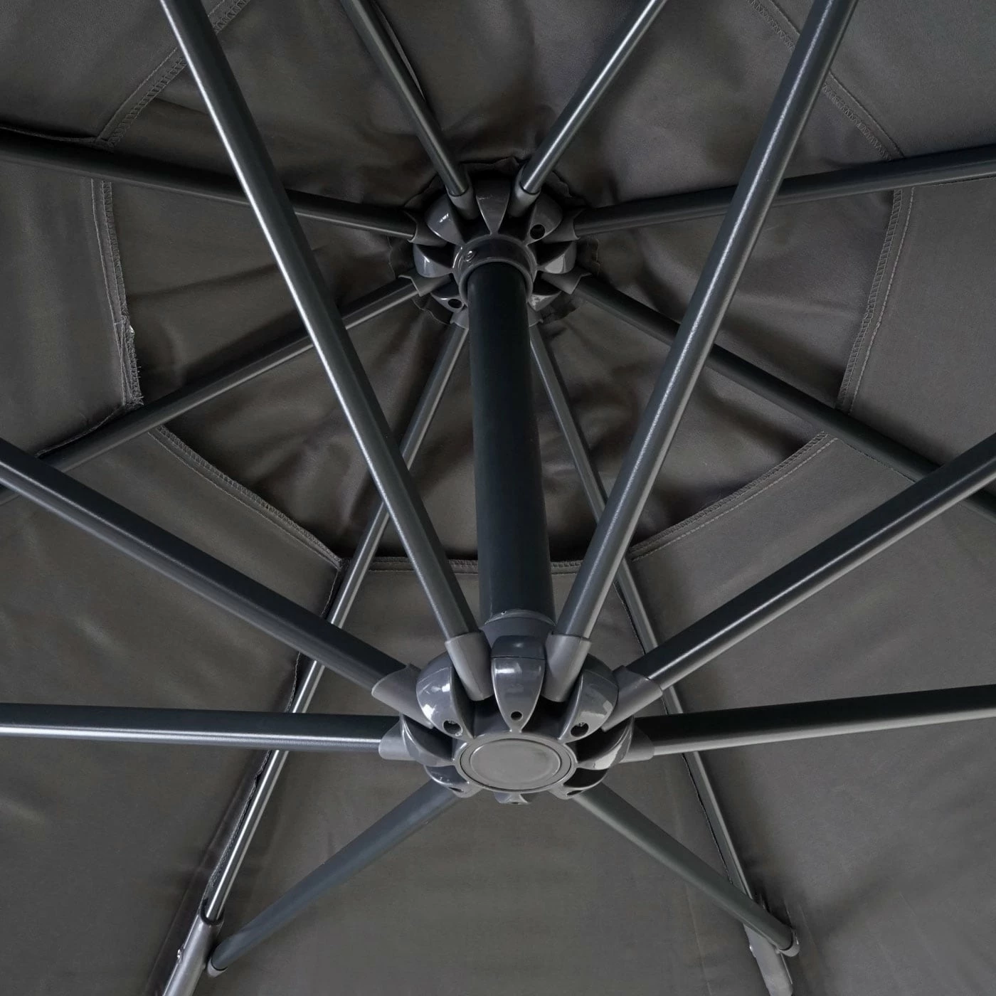 Deluxe Ampelschirm MCW-D14, Sonnenschirm, Rund Ø 3m Polyester Alu/Stahl 14kg ~ Anthrazit Ohne Ständer – Bild 4