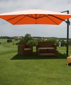 Gastronomie-Ampelschirm MCW-A96, Sonnenschirm, 3x4m (Ø5m) Polyester/Alu 26kg ~ Terracotta Ohne Ständer