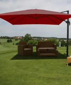 Gastronomie-Ampelschirm MCW-A96, 3x4m (Ø5m) Polyester Alu/Stahl 26kg ~ Bordeaux Ohne Ständer