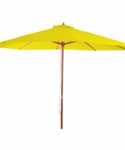 MCW Sonnenschirm Lissabon, Gartenschirm Marktschirm, Ø 3,5m Polyester/Holz 7kg ~ Gelb