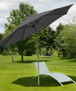 MCW Sonnenschirm Asti, Gartenschirm, Ø 2,7m Neigbar Polyester/Alu 5kg ~ Anthrazit