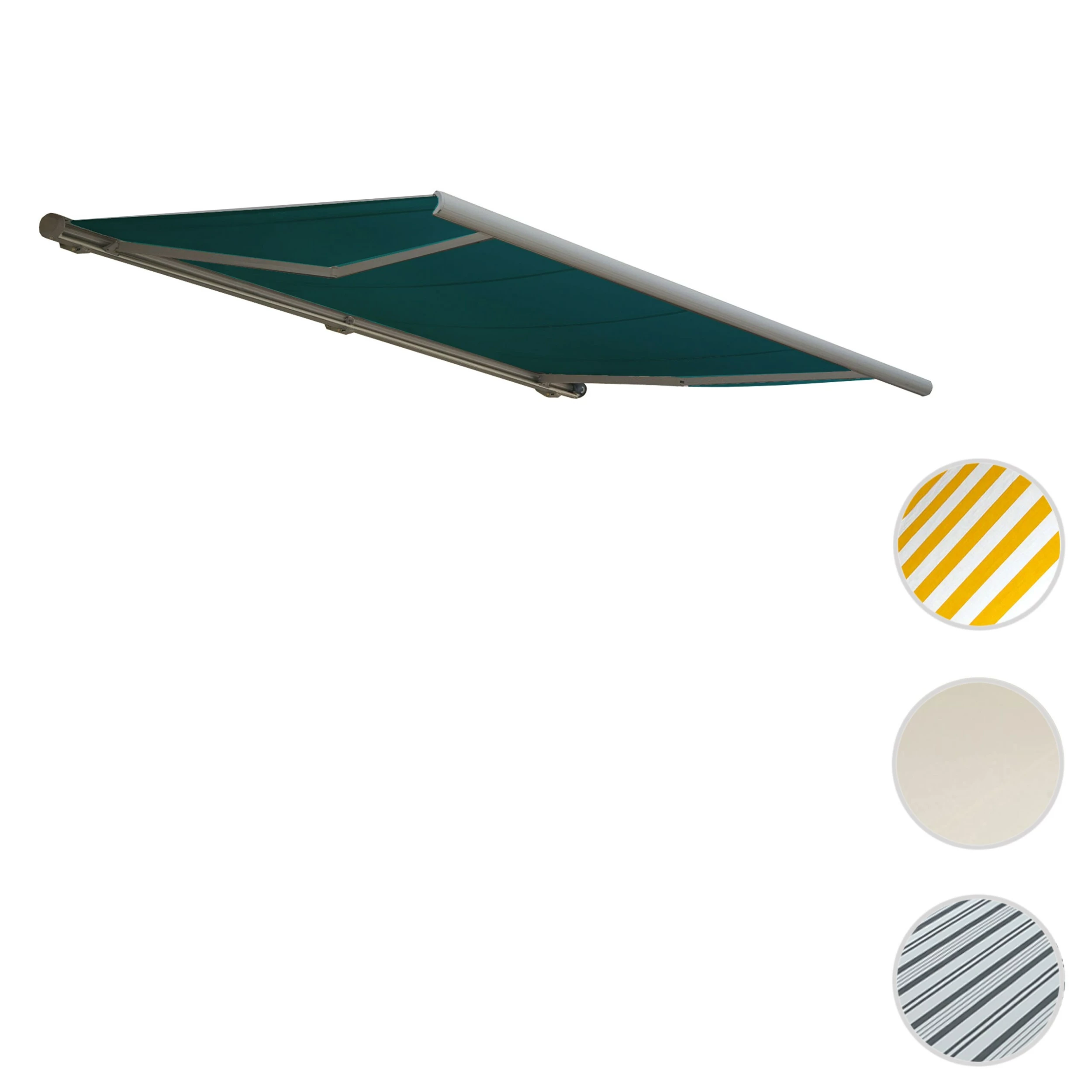 MCW Elektrische Kassettenmarkise H124, Markise Vollkassette 5x3m ~ Polyester Blau-grün, Rahmen Grau – Bild 6