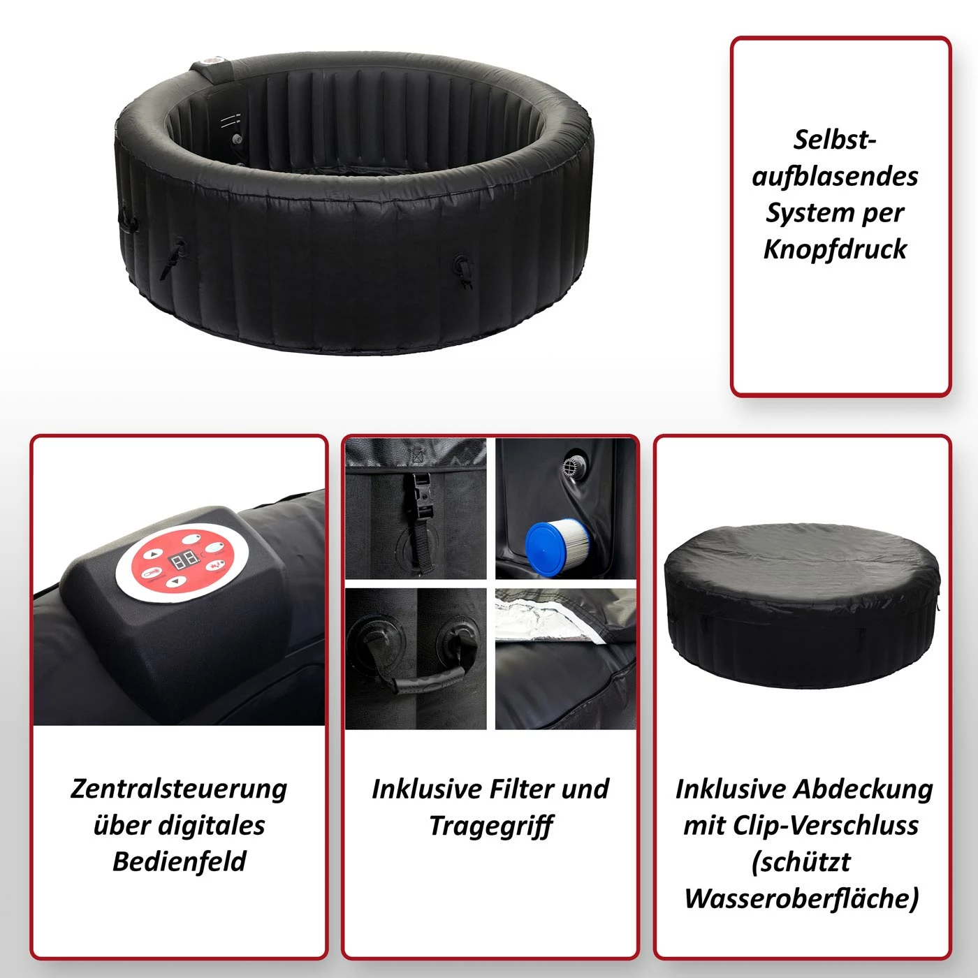 Whirlpool MCW-E32, 6 Personen In-/Outdoor Heizbar Aufblasbar Ø 208cm FI-Schalter – Bild 2