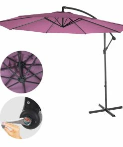 MCW Ampelschirm Terni, Sonnenschirm Sonnenschutz, Ø 3m Neigbar, Polyester/Stahl 11kg ~ Lavendel-rot Ohne Ständer