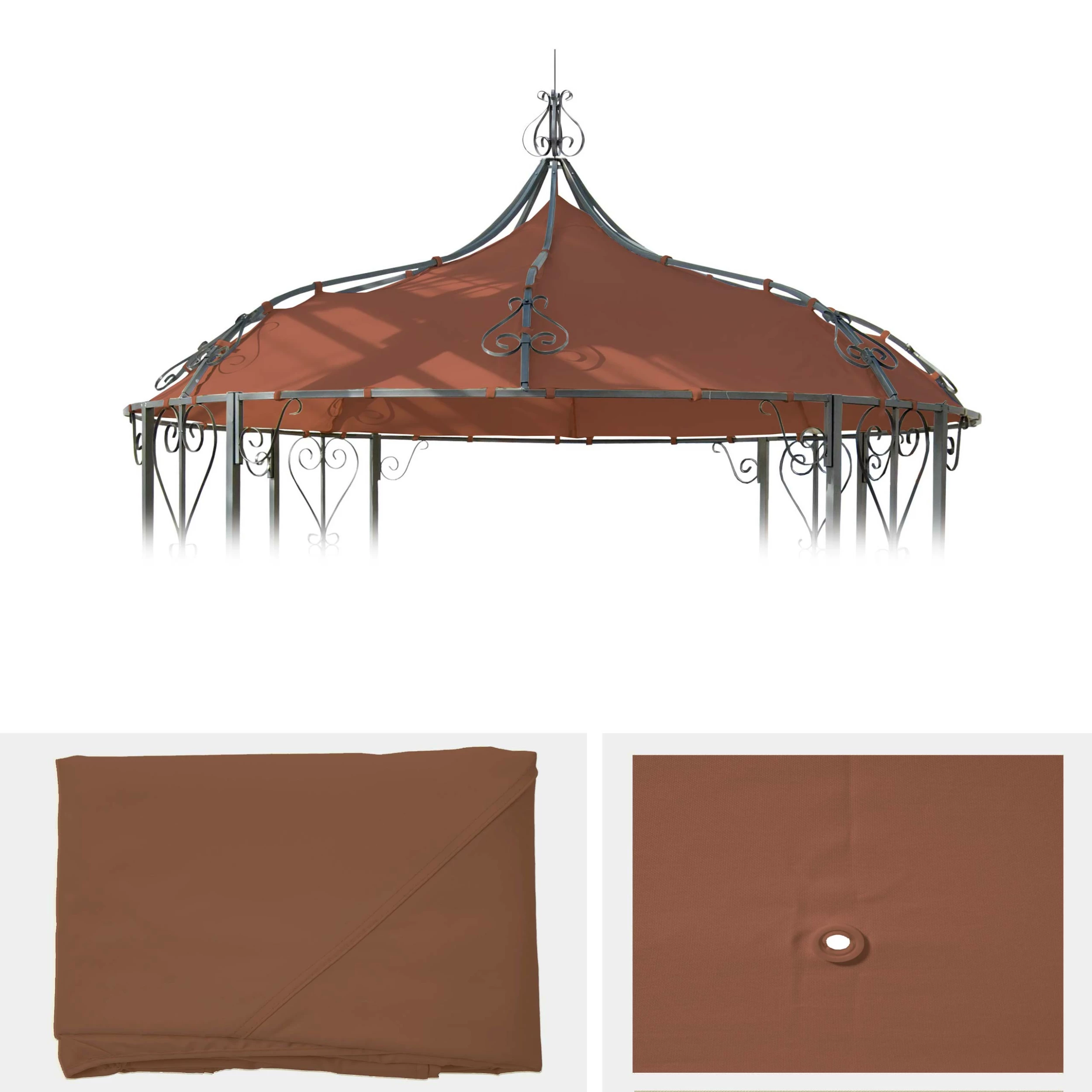 MCW Ersatzbezug Für Dach Pergola Pavillon Cabrera Ø 3m ~ Terracotta-braun
