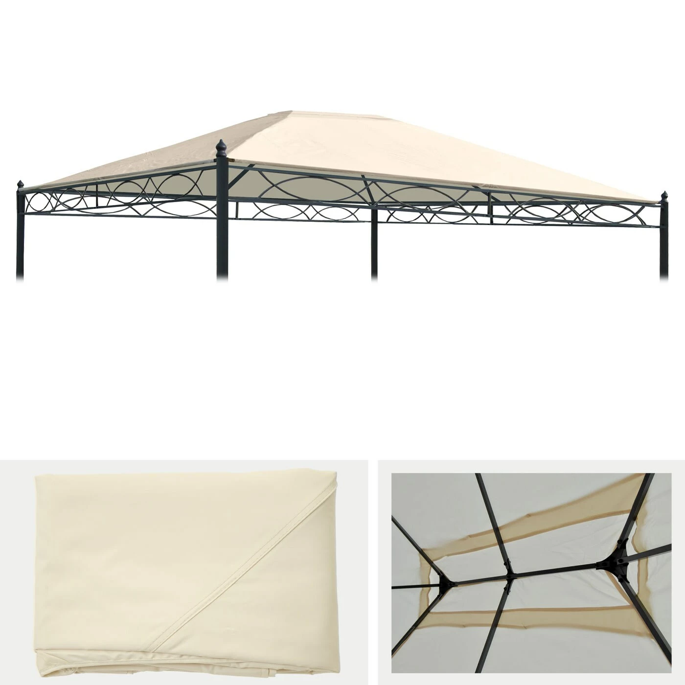 MCW Ersatzbezug Für Dach Pergola Pavillon Calpe 4x3m ~ Creme