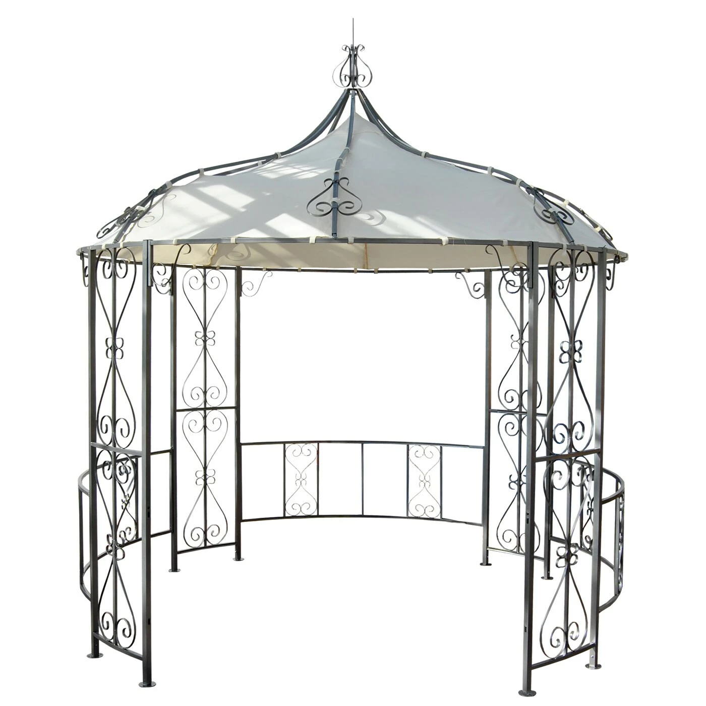 MCW Pergola Cabrera, Rundpavillon Garten Pavillon, Stabiles Stahl-Gestell, Ø 3m ~ Creme