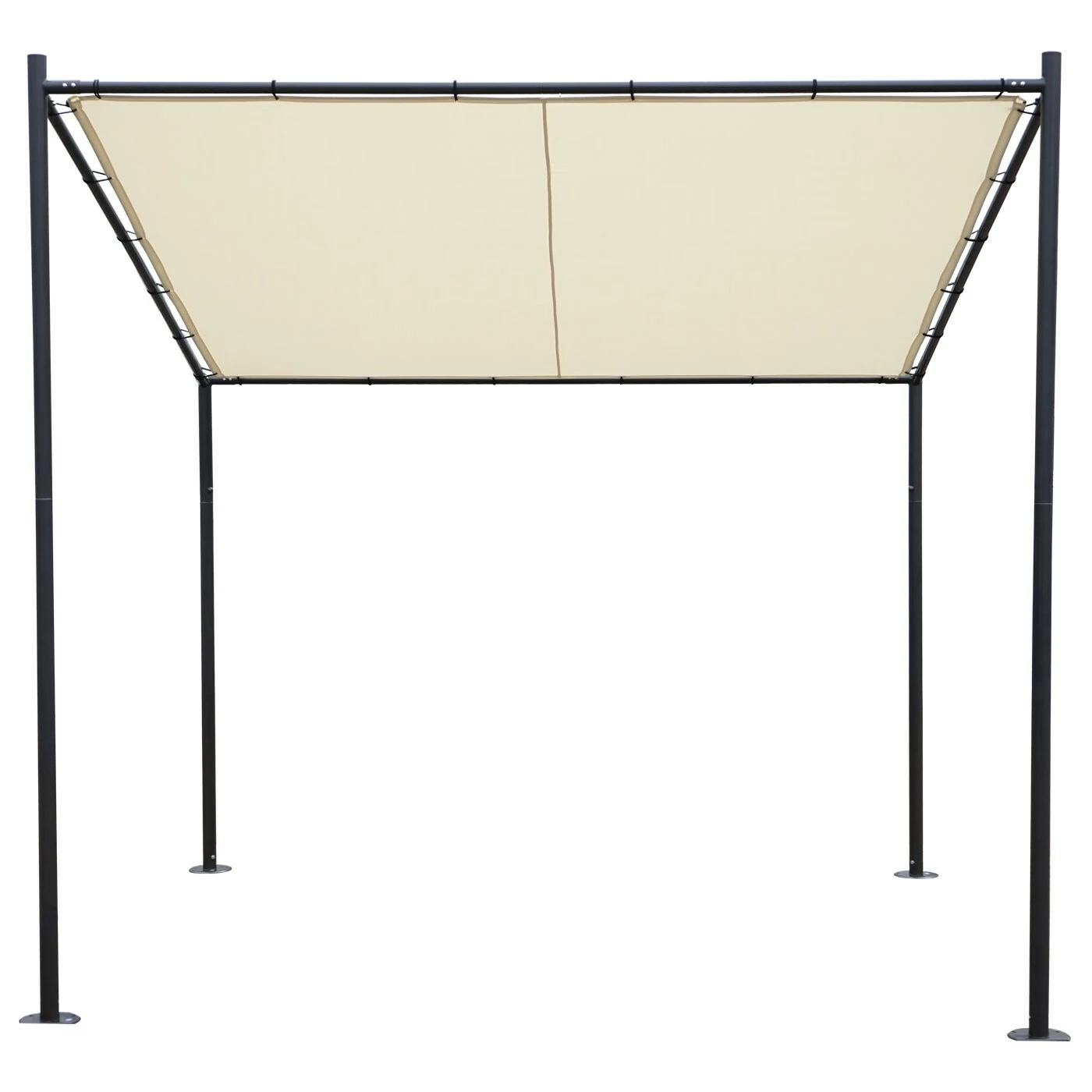 Pergola MCW-A22, Anbaupergola Garten Pavillon Terrassenüberdachung Sonnenschutz, 3x3m ~ Creme – Bild 2