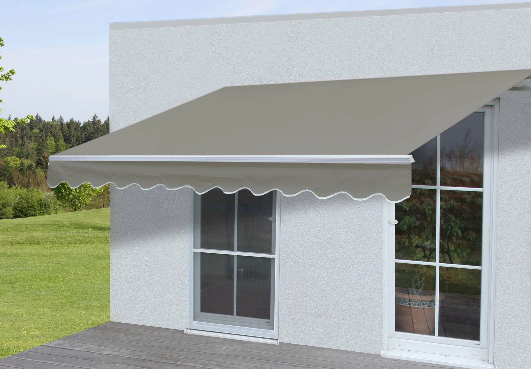 Alu-Markise MCW-E31, Gelenkarmmarkise Sonnenschutz 3x2,5m ~ Polyester, Grau-braun