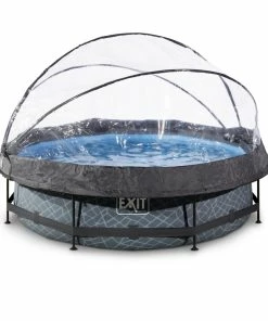 EXIT Aufstellbecken Ø 300 X 76 Cm Inkl. Sonnendach, Grau