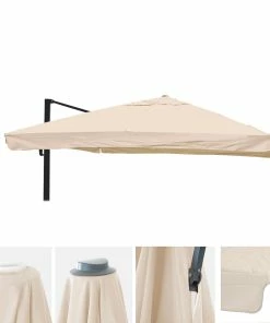 Ersatz-Bezug Für Luxus-Ampelschirm MCW-A96 Mit Flap, Schirmbezug Ersatzbezug, 3,5x3,5m (Ø4,95m) Polyester 4kg ~ Creme