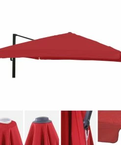 Ersatz-Bezug Für Luxus-Ampelschirm MCW-A96 Mit Flap, Sonnenschirmbezug Ersatzbezug, 3x4m (Ø5m) Polyester 4kg ~ Rot
