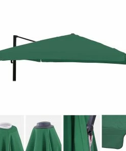 Ersatz-Bezug Für Luxus-Ampelschirm MCW-A96 Mit Flap, Sonnenschirmbezug Ersatzbezug, 3x3m (Ø4,24m) Polyester 3kg ~ Dunkelgrün