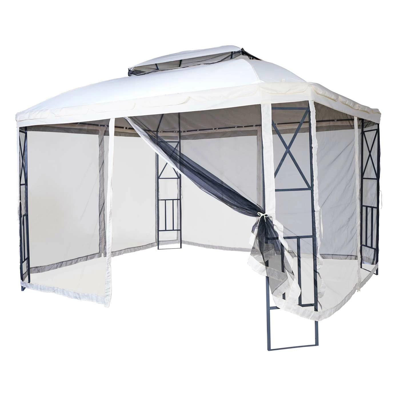 Pergola MCW-E42, Garten Pavillon, Mit Moskitonetz 3,6x3m ~ Creme – Bild 2