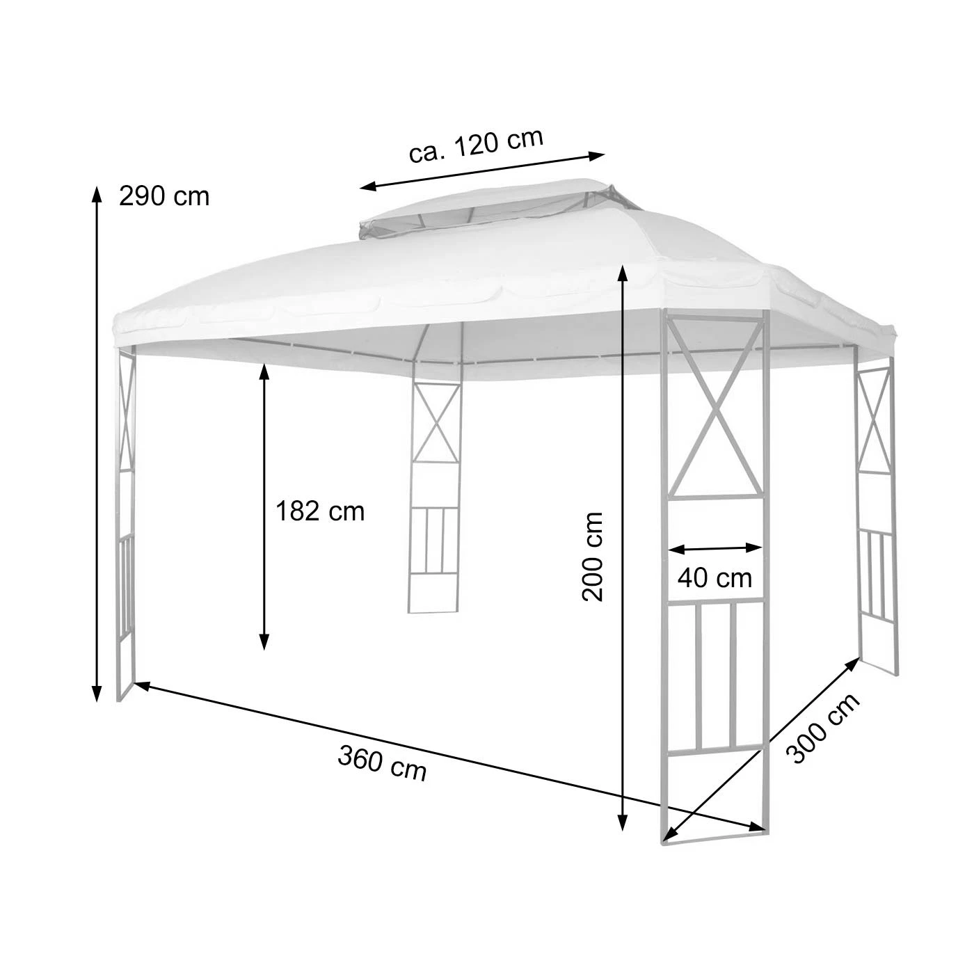 Pergola MCW-E42, Garten Pavillon, Mit Moskitonetz 3,6x3m ~ Creme – Bild 3