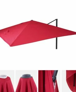 Ersatz-Bezug Für Luxus-Ampelschirm MCW-A96, Sonnenschirmbezug Ersatzbezug, 3,5x3,5m (Ø4,95m) Polyester 4kg ~ Bordeaux