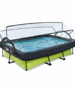EXIT Lime Pool 300x200x65cm Mit Abdeckung Und Filterpumpe - Grün