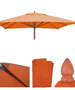 Ersatz-Bezug Für Gastronomie Holz-Sonnenschirm MCW-C57, Sonnenschirmbezug Ersatzbezug, Eckig 4x4m Polyester 3kg ~ Terracotta