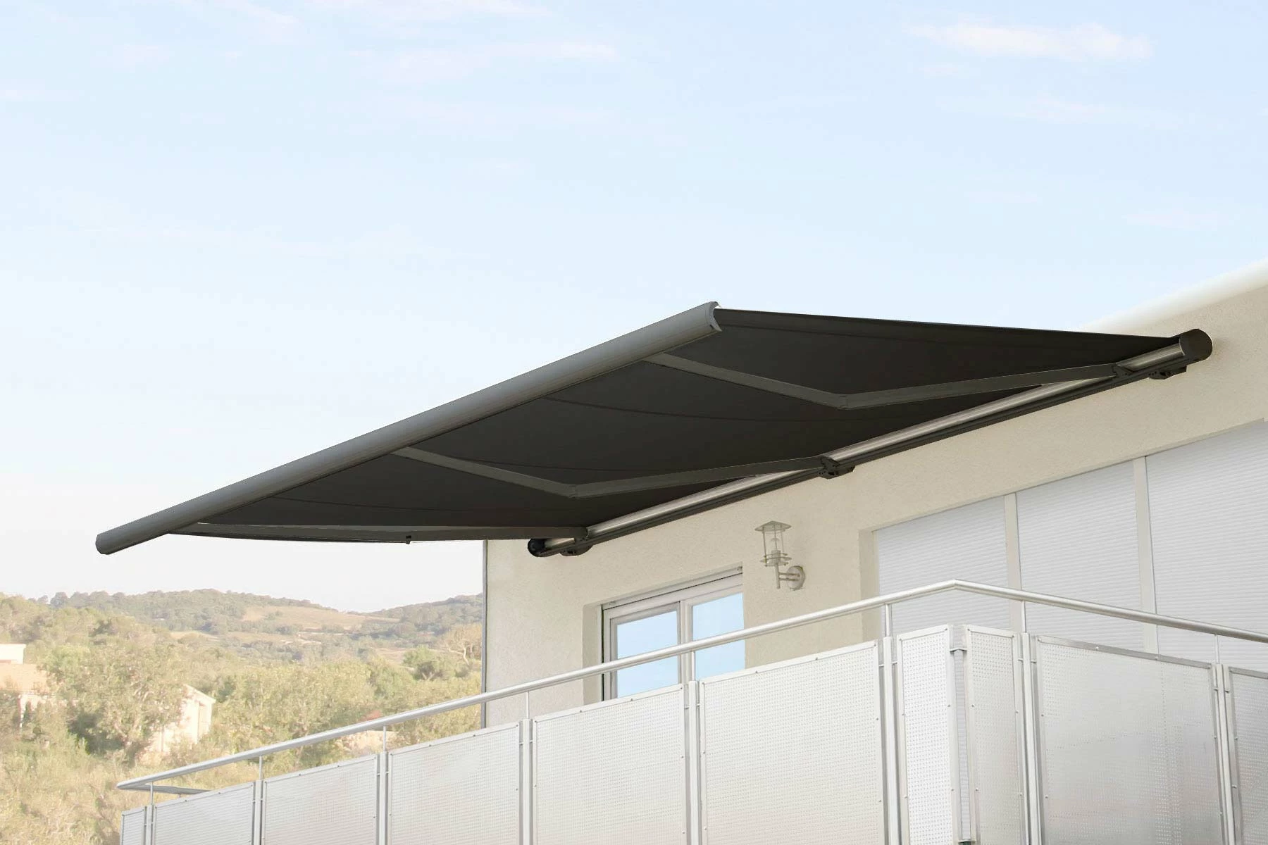 Elektronische Kassettenmarkise MCW-H27, Markise Vollkassette 6x3m ~ Polyester Anthrazit, Rahmen Grau