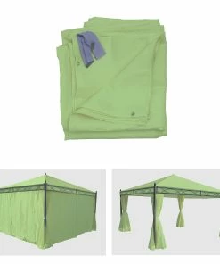 MCW 4er-Set Seitenwand Für Pergola Calpe, Ersatzseitenwand Pavillon 4x4m, Polyester ~ Grün