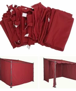 4er-Set Seitenwand Für Pergola MCW-A22, Ersatzseitenwand Pavillon, 3x3m Polyester ~ Bordeaux