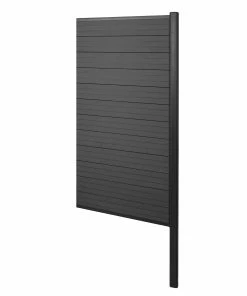 MCW WPC-Sichtschutz Savoie, Windschutz Zaun, Alu-Pfosten Zum Einbetonieren ~ Erweiterungselement Schmal, 95cm Anthrazit