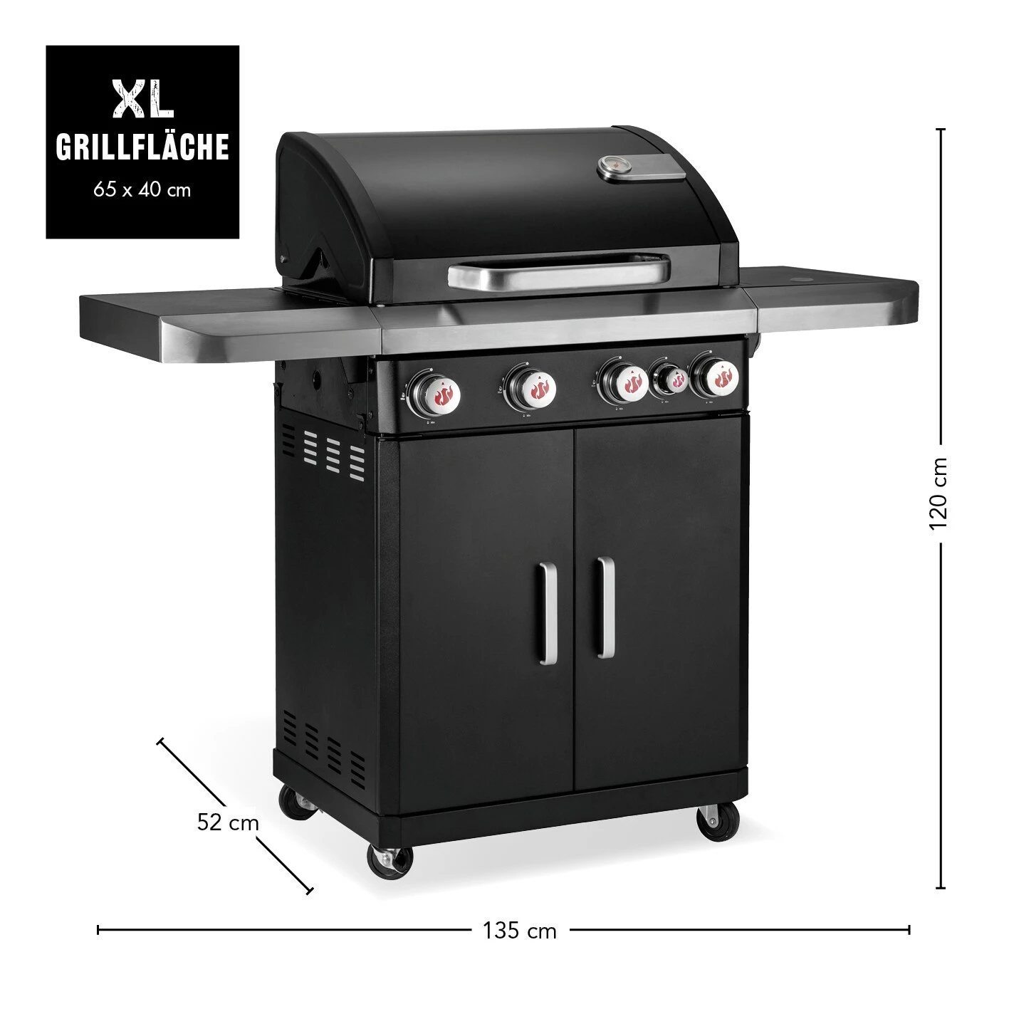 Landmann Gasgrill 12231 Rexon PTS BR4.1 120cm Schwarz – Bild 3
