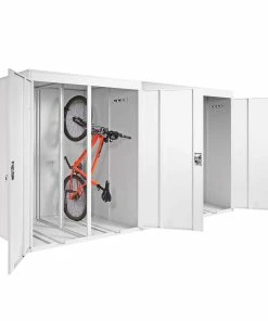 4er-Fahrradgarage MCW-H66, Fahrradbox Gerätehaus Fahrradunterstand, Abschließbar Metall ~ Hellgrau