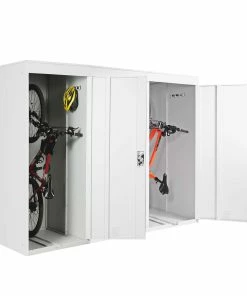 3er-Fahrradgarage MCW-H66, Fahrradbox Gerätehaus Fahrradunterstand, Abschließbar Metall ~ Hellgrau