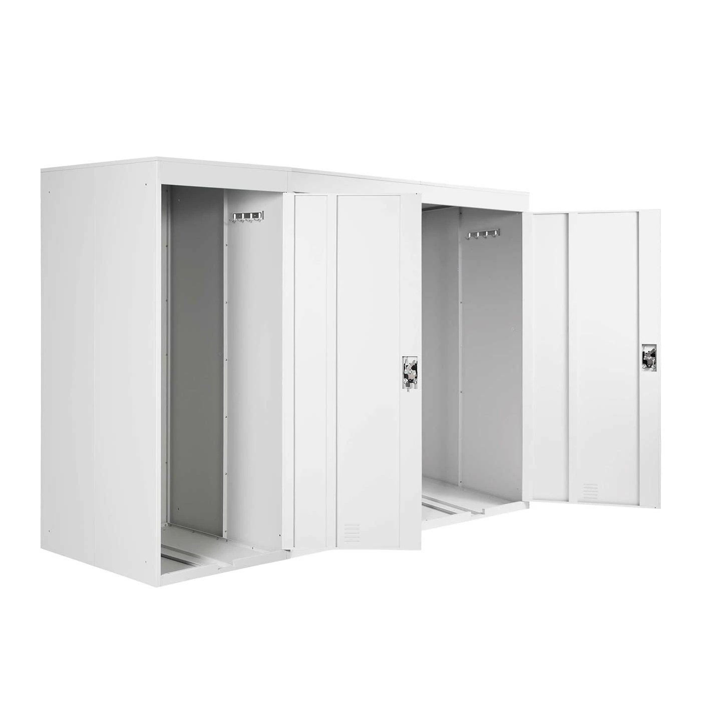 3er-Fahrradgarage MCW-H66, Fahrradbox Gerätehaus Fahrradunterstand, Abschließbar Metall ~ Hellgrau – Bild 2