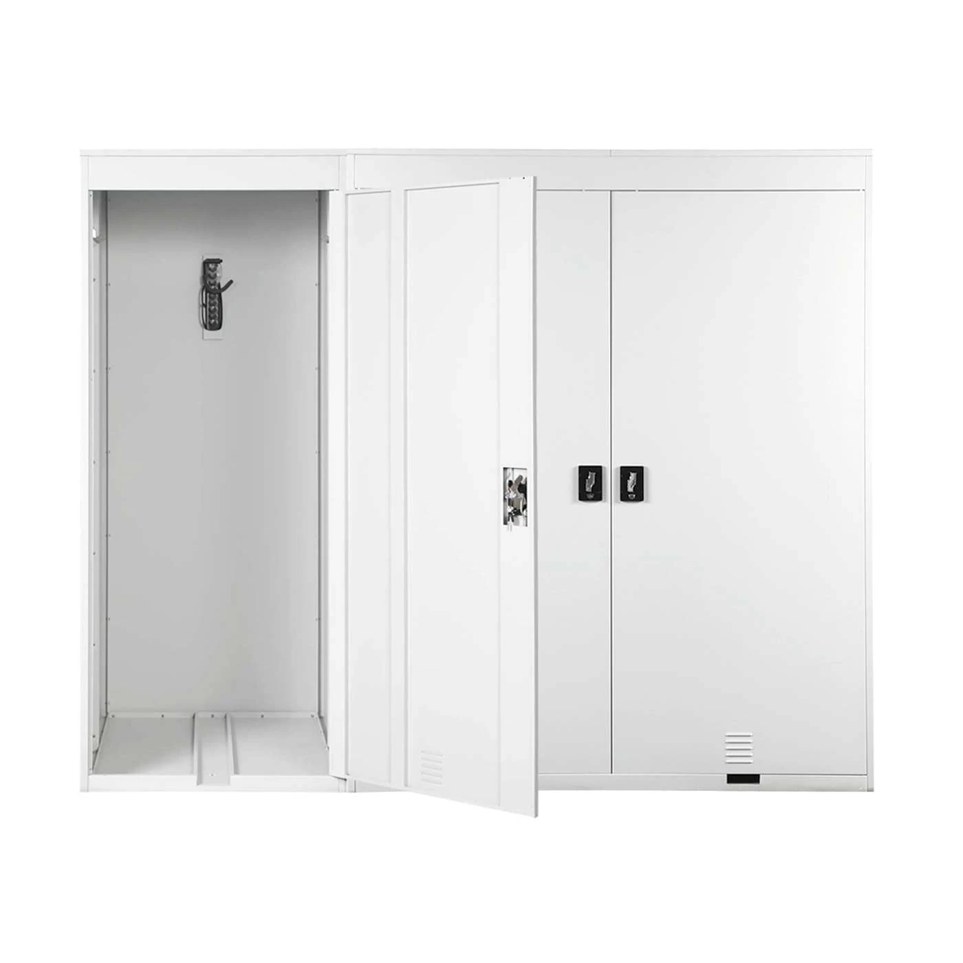 3er-Fahrradgarage MCW-H66, Fahrradbox Gerätehaus Fahrradunterstand, Abschließbar Metall ~ Hellgrau – Bild 5