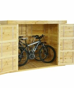 2er-Fahrradgarage MCW-H63b, Fahrradbox Geräteschuppen Gerätehaus, Abschließbar FSC-zertifiziert 155x205x107cm ~ Braun