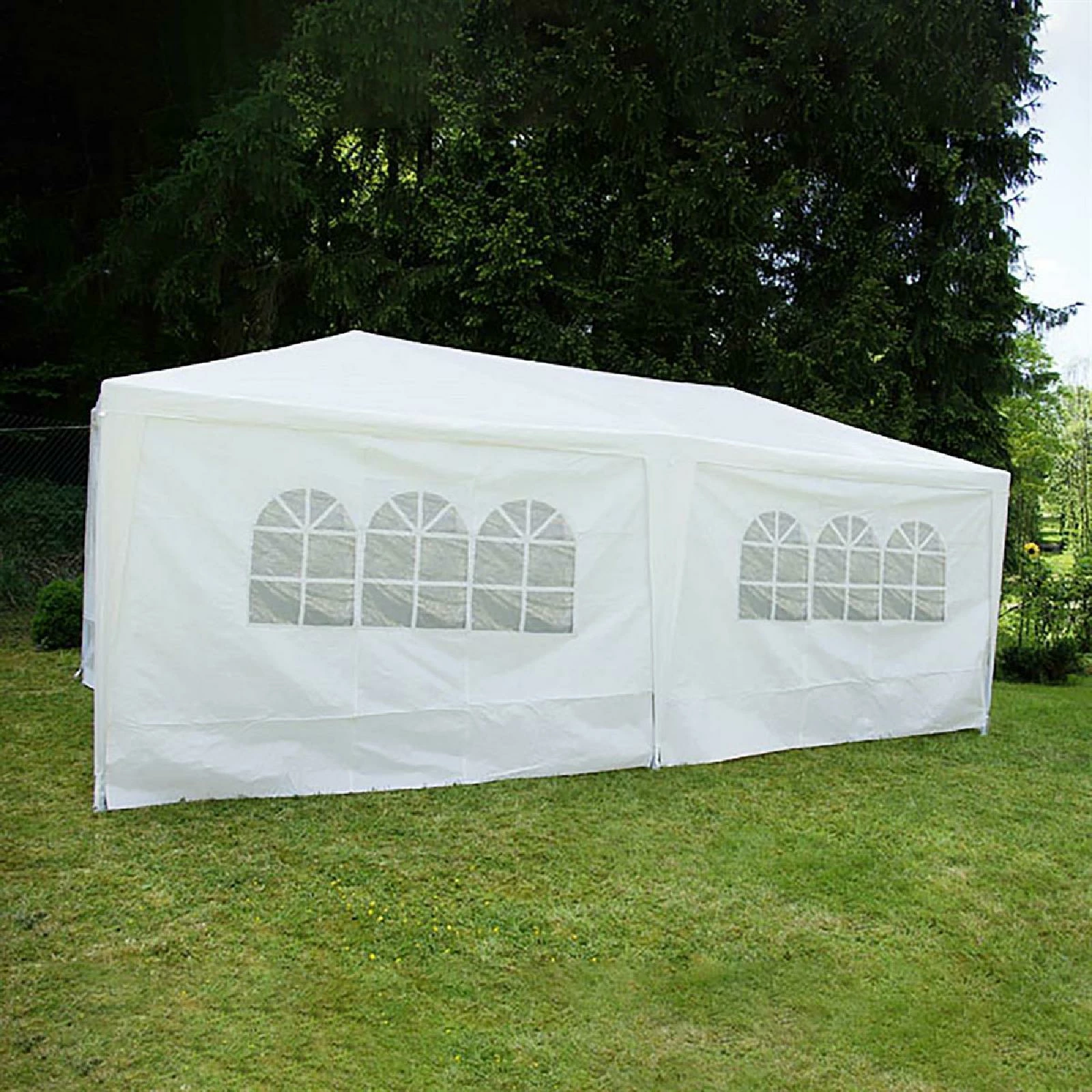 VCM Pavillon 3x6 M In Weiß PE Plane + Seitenteile Partyzelt Gartenzelt Sonnenschutz – Bild 3