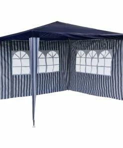 VCM Pavillon 3x3 M In Blau Weiß PE Plane 2 Seitenteile Partyzelt Gartenzelt Zelt