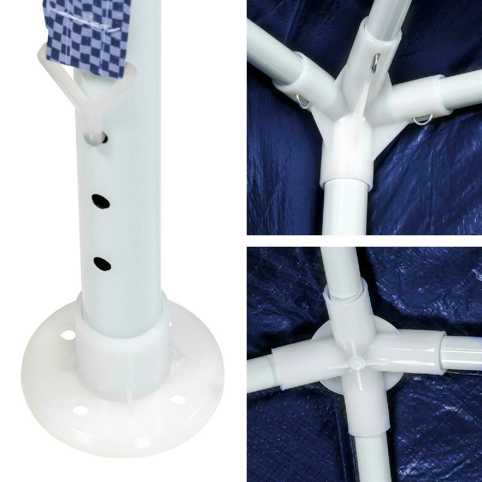 VCM Pavillon Partyzelt 3x3m Blau Weiß Wasserdicht 4 Seitenteile Gartenzelt Eventzelt – Bild 4