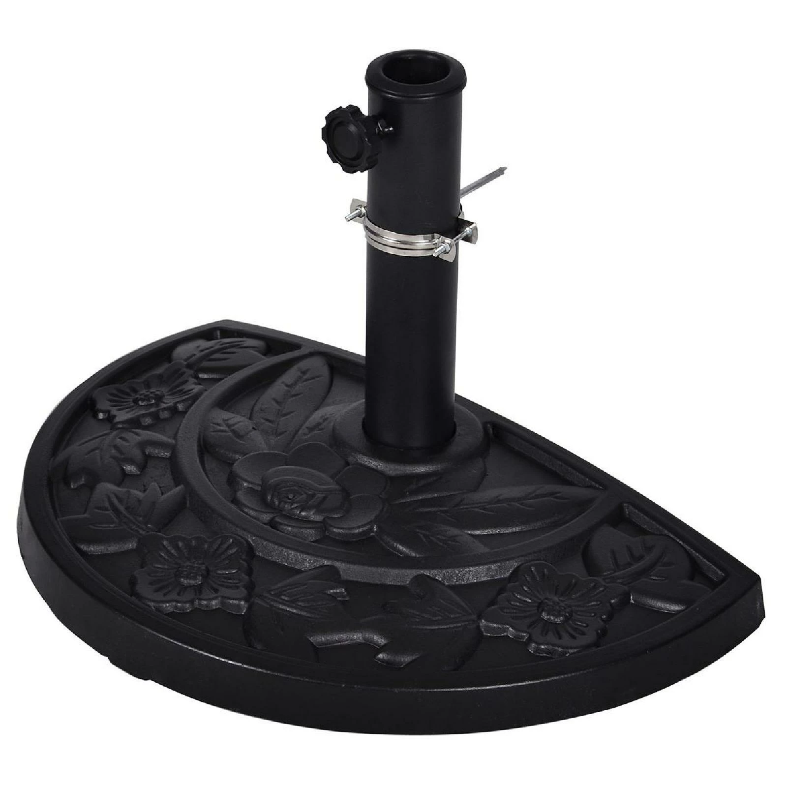 VCM Sonnenschirmständer 9kg Polyresin Halbrund schwarz Gussoptik 49x 31cm Balkon