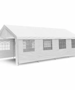 VCM Festzelt Partyzelt Bierzelt Weiß 4x8 M PE Dach 180 G/m² Wasserdicht Stahlrohre