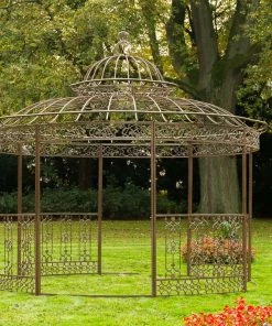 CLP Luxus Pavillon ROMANTIK V2 Aus Pulverbeschichtetem Eisen L Runder Pavillion Mit Stilvollen Verzierungen L Höhe 350 Cm