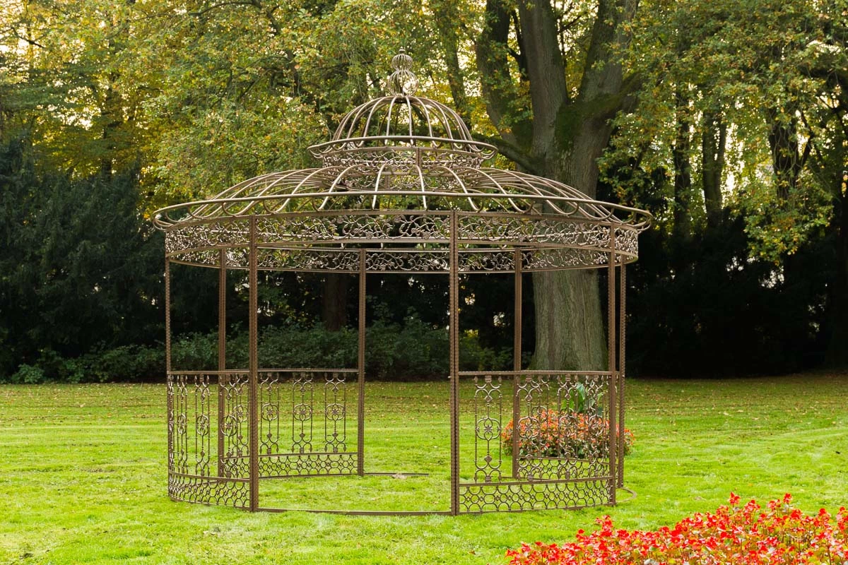 CLP Luxus Pavillon ROMANTIK V2 Aus Pulverbeschichtetem Eisen L Runder Pavillion Mit Stilvollen Verzierungen L Höhe 350 Cm