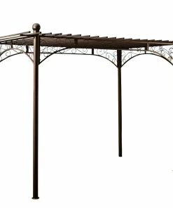 CLP Eisen-Pergola Ulpgar 01 A I Begrünbares Terassendach Im Landhausstil I Rankpavillon Für Kletterpflanzen I Rankgestell Mit Verzierungen