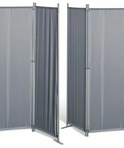 Grasekamp 2 Stück Paravent 3tlg Raumteiler Trennwand Sichtschutz Grau