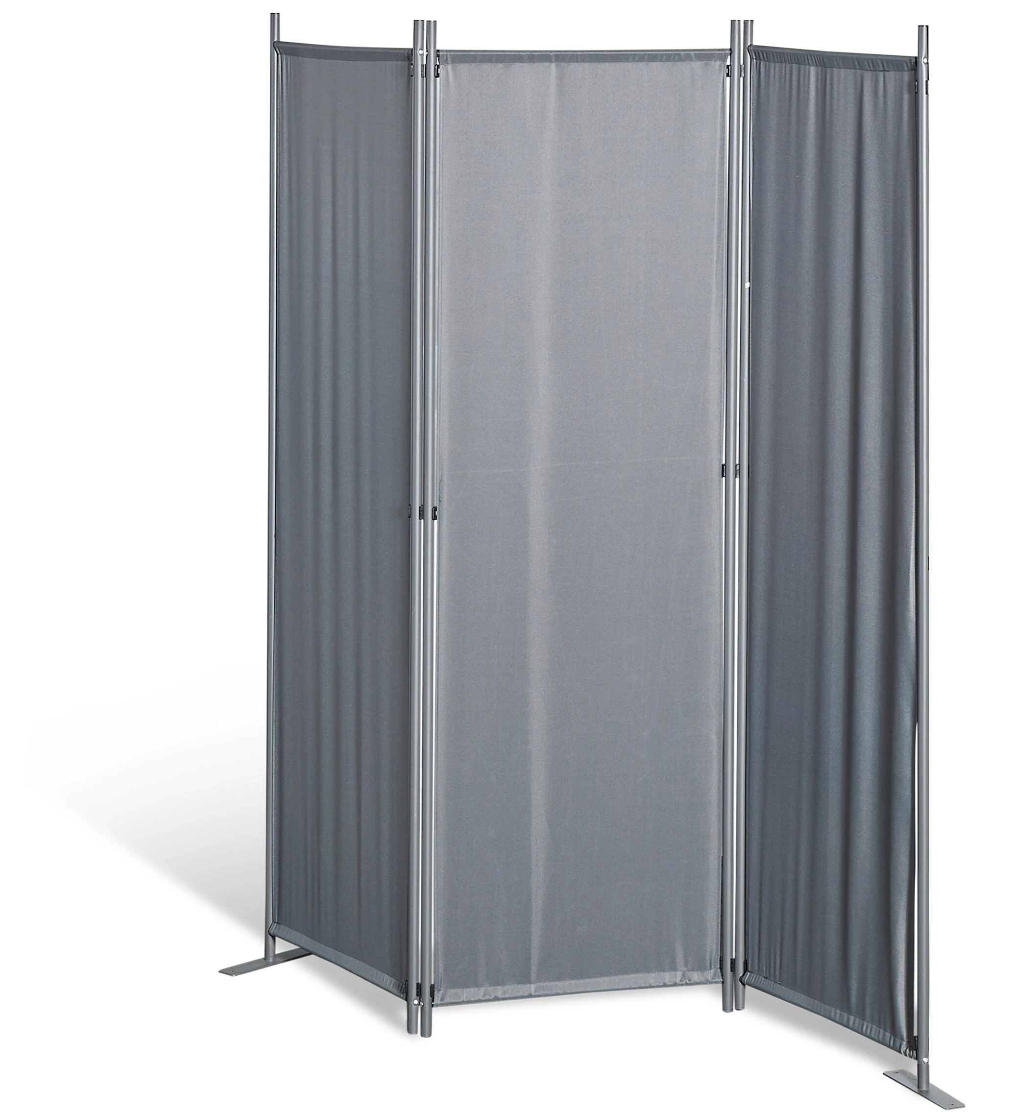 Grasekamp Stellwand 165x170 Cm Dreiteilig - Grau - Paravent Raumteiler Trennwand Sichtschutz