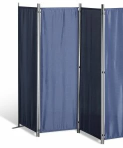 Grasekamp Paravent 4 Teilig Blau Raumteiler Trennwand Sichtschutz Balkontrennung