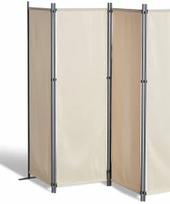 Grasekamp Paravent 4 Teilig Beige Raumteiler Trennwand Sichtschutz Balkontrennung