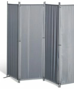 Grasekamp Paravent 4 Teilig Grau Raumteiler Trennwand Sichtschutz Balkontrennung