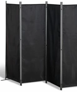 Grasekamp Paravent 4 Teilig Schwarz Raumteiler Trennwand Sichtschutz Balkontrennung
